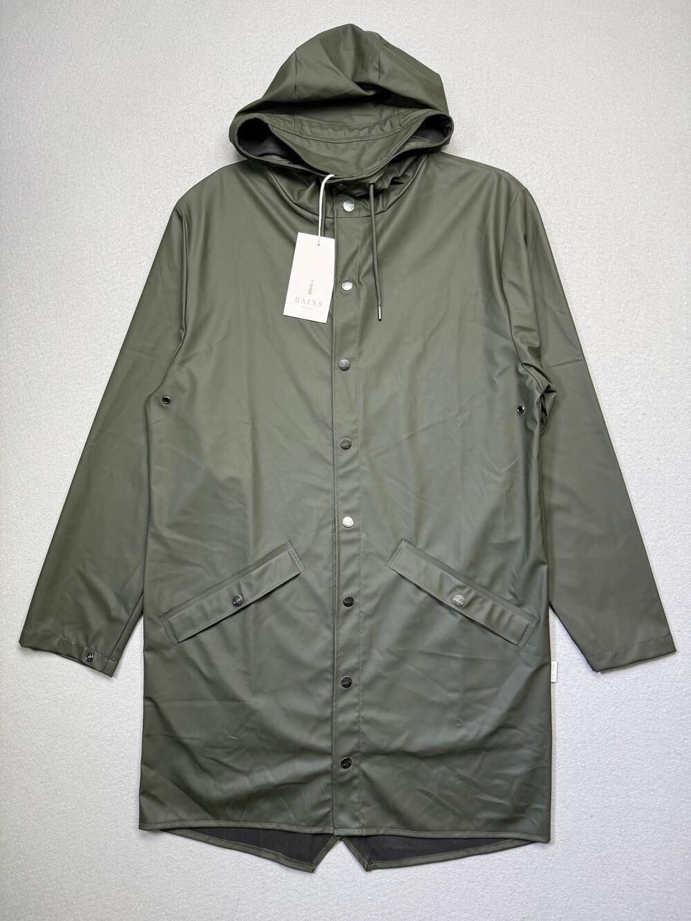 Rains Unisex waterproof Long Jacket - Green XS/Small $125